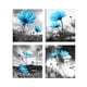 thumbnail image 2 of Cuadro De Lienzo Sin Marco De 4 Paneles Para Decoración Del Hogar De Pared Flor Azul, 2 of 5