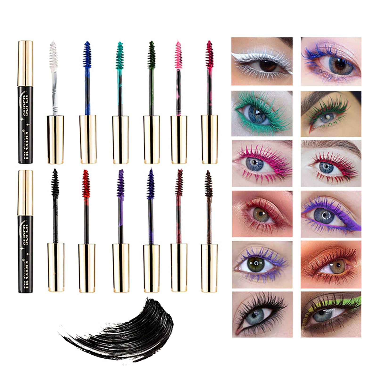 Set de rímel RoseFlower, 12 colores, resistente al agua, de larga ...