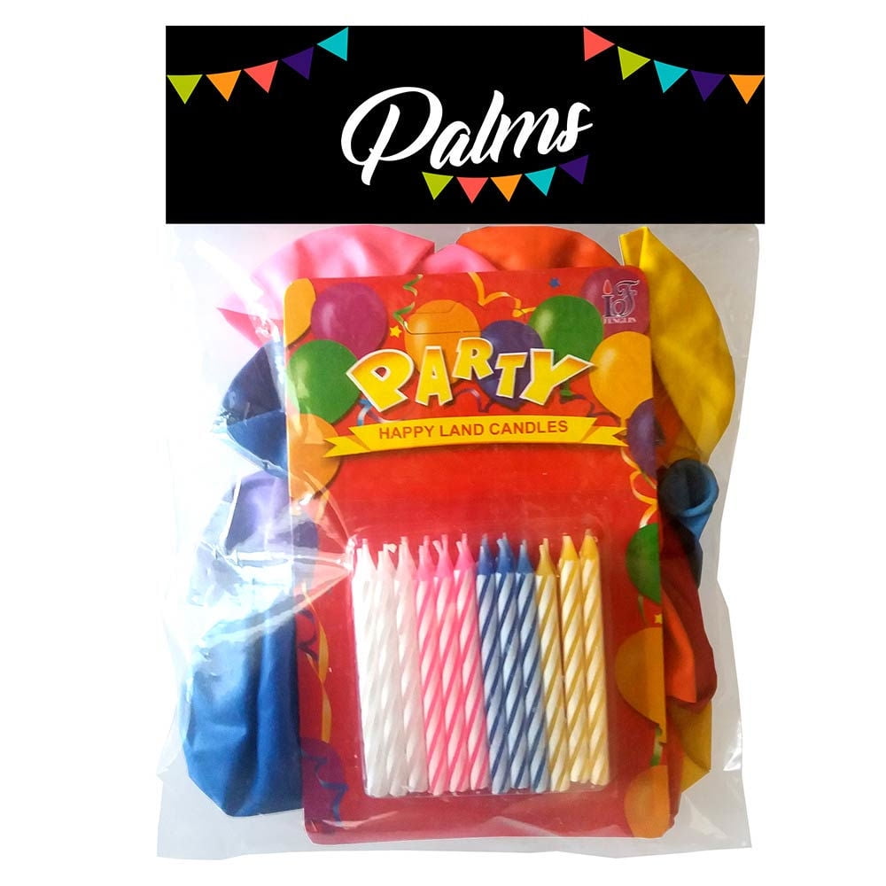 Pack 25 Globos + Velas Surtidas 1 Un Palms