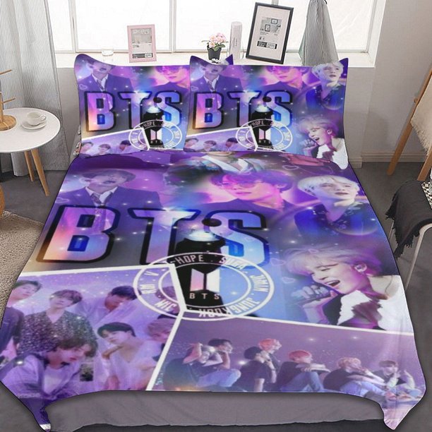 Kpop BTS Girl Duvet Cover Set, Soft Comfortable Bedding Sets, 3 Pieces Ultra Soft Skin-Friendly Comforter Cover Set