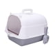thumbnail image 3 of Caja de arena para gatos con capucha, inodoro para gatos completamente cerrado, suministros para mascotas, caja de arena extraíble, portátil, fácil de Gris y blanco, 3 of 5
