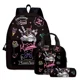 thumbnail image 1 of 3PC-SET Printing Peripheral Sanrio Kuromi Backpack Student School Bag Pencil Case Bag Mochila Boys Girls Anime kawaii Cartoon, 1 of 3