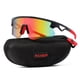 thumbnail image 5 of POLASUP GAFAS LENTES DE SOL Gafas de sol deportivas con lentes iridiscentes rojo-naranja y montura negra con detalles rojos. Diseño aerodinámico, protección UV 400. Ideales para ciclismo, 5 of 6