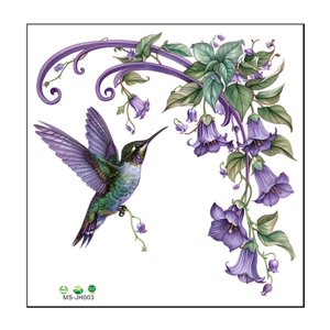 Magideal - Calcomanía De Pared Con Diseño De Colibríes, Flores, Colibrí, Decoración Artística Para Jardín, Escuela, Dormitorio, Habitación, Impermeable, Para