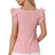 thumbnail image 3 of INSPIRE CHIC Blusas de Cuadros para Mujer de Regreso a Clases Cuello Cuadrado Mangas con Volantes Blusa de Verano Rosa XL, 3 of 6
