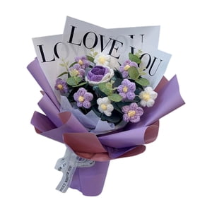 Bothyi - Ramo De Flores De Ganchillo Para Tejer En Las Fiestas, Ideal Para Cumpleaños, Día De Acción De Gracias, Rosa Morada