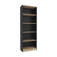 Fm Furniture - Estante Organizador De Libros 180,6X62,8X29,9 Cm Negro Y Café Claro