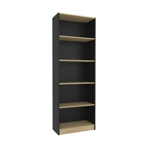 Fm Furniture - Estante Organizador De Libros 180,6X62,8X29,9 Cm Negro Y Café Claro