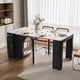 thumbnail image 1 of Mesa de comedor extensible con 3 hojas medias extraíbles, mesa móvil de isla rodante con toma de corriente, gabinete de ahorro de espacio con almacenamiento para el comedor, 1 of 6