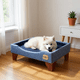 thumbnail image 1 of Cama de Mascotas - Talla M EXTRA 50x75 cm Patas De Madera 11 cm (Gris), 1 of 3
