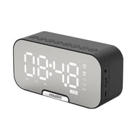 Importclick - Radio Reloj Despertador Digital Parlante Bluetooth Y Espejo Negro