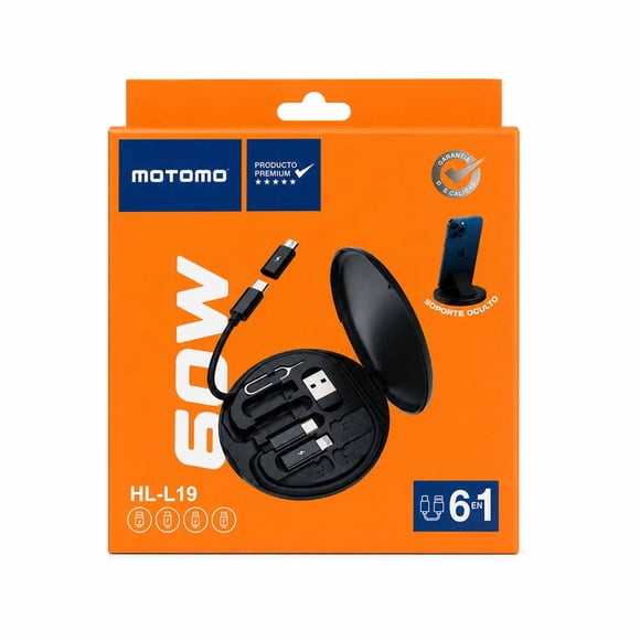 Cable Kit 6en1 3a/60w Usb-a/lightnin Usb-c