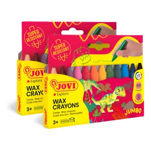 Pack 2 Cajas Lápices Cera Jovi Wax Crayons Jumbo 12 Colores