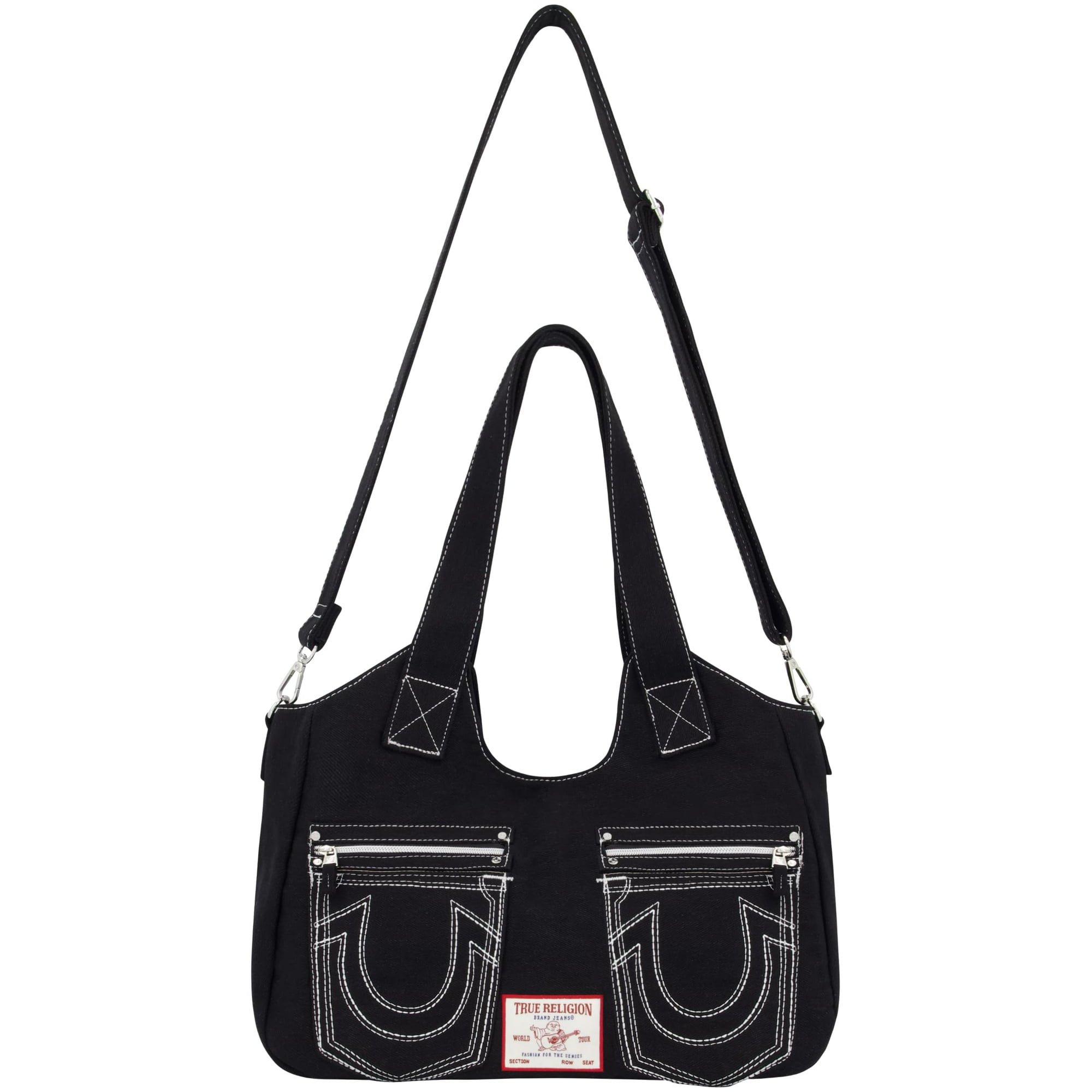 Bolso Tipo Cartera True Religion Para Mujer, Poliéster Y Algodón, Color Negro