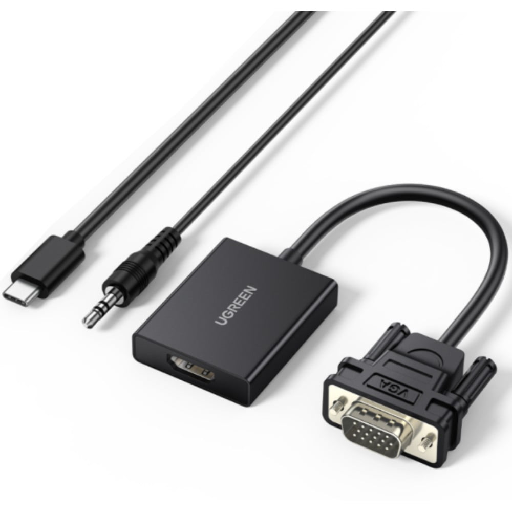 Ugreen - Convertidor In Vga-hdmi 1080p/60hz H/m + Puerto Jack 3.5mm Negro Cm513