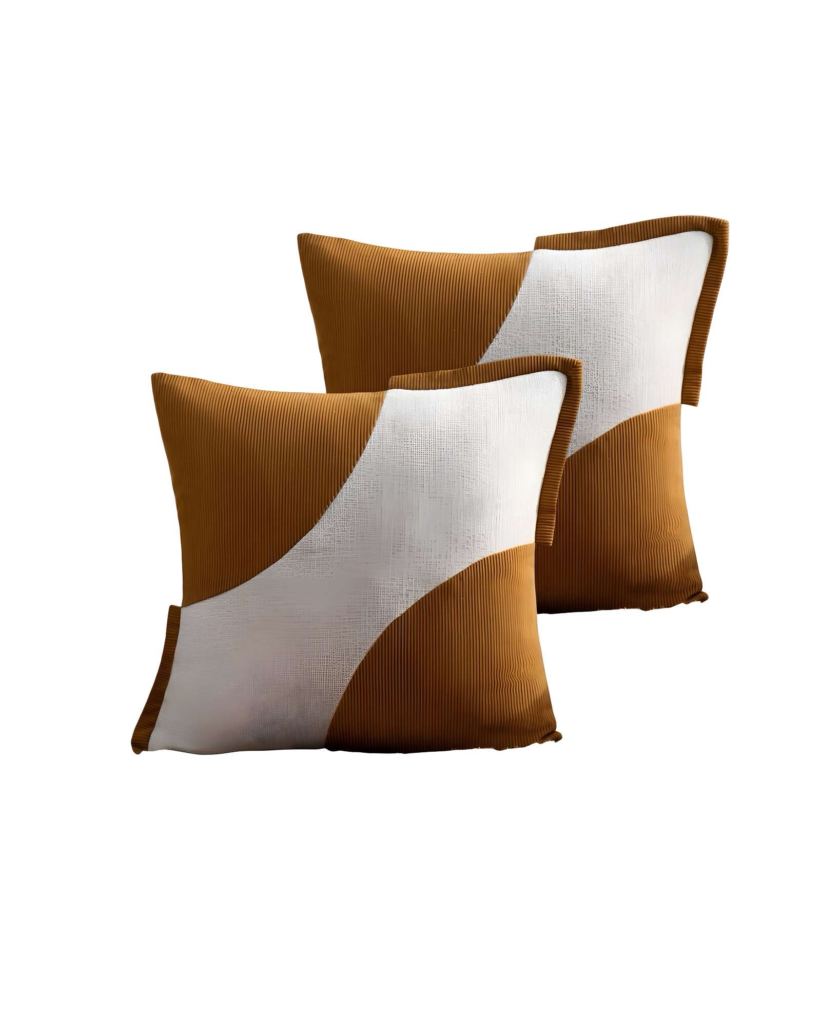 Genérico - Pack De 2 Fundas De Cojines Diseño Tela Pana Empalmado 45Cm X 45 Cm Naranja