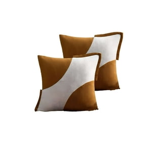 Genérico - Pack De 2 Fundas De Cojines Diseño Tela Pana Empalmado 45Cm X 45 Cm Naranja