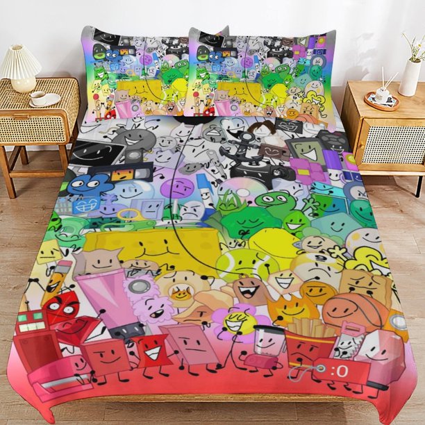 Game BFDI Battle For Dream Island Bedding Set Duvet Cover Comfortable and Lightweight Cartoon Bedding 3 Piece Bed Set