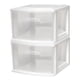 thumbnail image 1 of Carrito de almacenamiento HOMZ con 1 cajón de plástico transparente, 14,25 cm, blanco, paquete de 2, 1 of 8