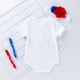thumbnail image 3 of Conjunto de 2 piezas de ropa para bebés, niños y niñas, con estampado de letras del Día de la Independencia, de manga corta, para recién nacidos, gorros, de 18 a 24 meses (blanco, 3 a 6 meses), 3 of 7
