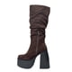 thumbnail image 2 of Bota para mujer estilo corrugado y platadorma alta Cafe, 2 of 5