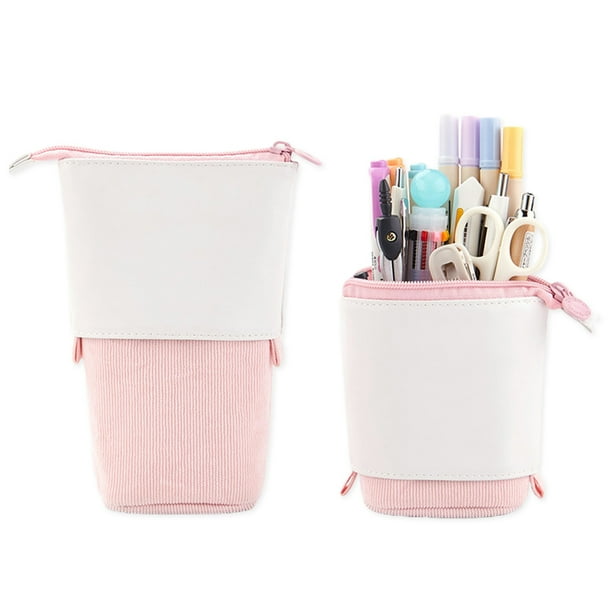 Estuche retráctil para lápices y bolígrafos, estuche retráctil vertical con cremallera, bonito estuche retráctil con cremallera.