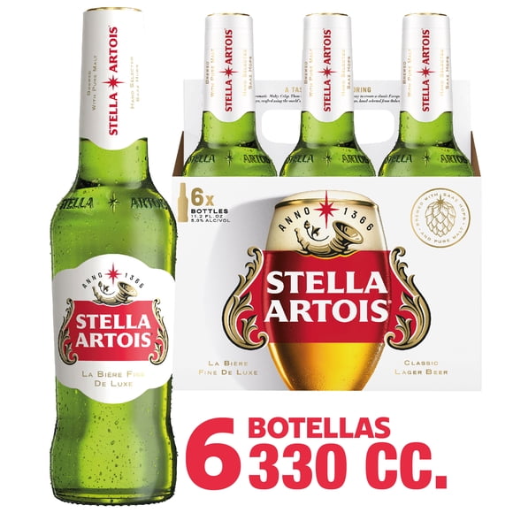 Cerveza Stella Artois Premium Lager Botella Pack, 6 Un 330 ml c/u