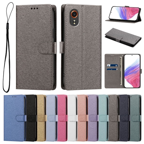 Cartera para Samsung Galaxy XCover 7 con Soporte y Correa, Gris