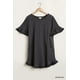 thumbnail image 1 of Vestido Corto con Volantes, Bajo Deshilachado y Cuello Redondo con Bolsillos, 1 of 5