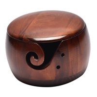 Magideal - Cuenco De Almacenamiento De Hilo Con Tapa De Madera Portátil Resistente Para Evitar Resbalones Cuenco De Tejer Hecho A Mano Cesta De Almacenamiento De