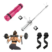 Linea Sport - Pack De Barra Olimpica 120Cm + Almohadilla Y Muñequera Strap