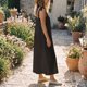 thumbnail image 4 of Jess de Meiko Vestido Maxi de Mujer con Tirantes Ajustables Cuello Fruncido Vestido Tant Negro XL, 4 of 6