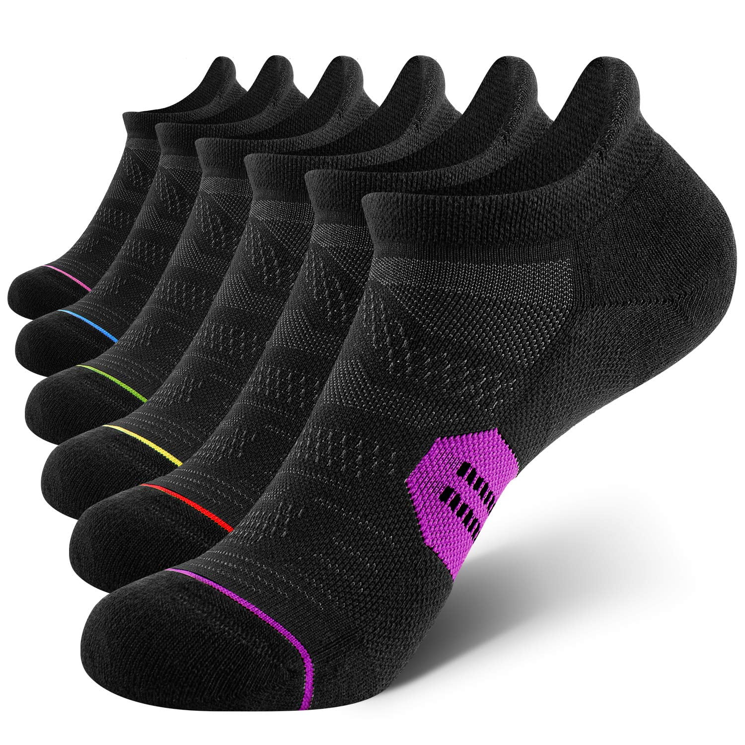 Calcetines Para Correr Cs Celersport Para Mujer, Acolchados En El Tobillo, Paquete De 6