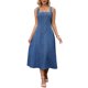 thumbnail image 1 of INSPIRE CHIC Vestidos de Mezclilla sin Mangas para Mujer Escote Cuadrado Maxi Vestido de Jean Azul S, 1 of 6