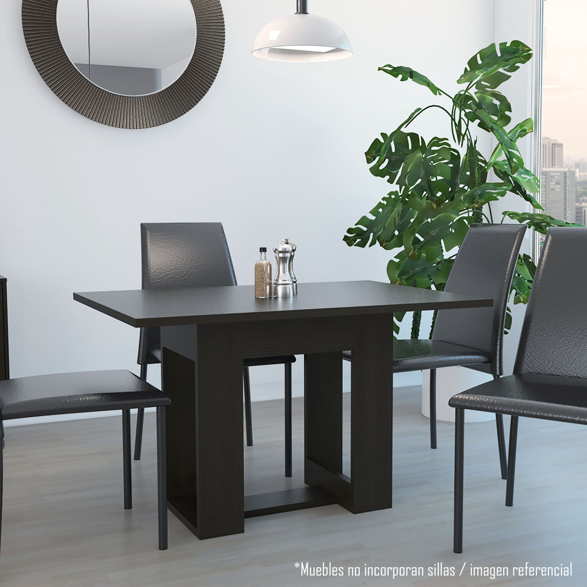 Tuhome - Mesa De Comedor Volterra 4 Puesto 74x120x85 Cm Wengue