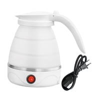 Magideal - Hervidor Eléctrico Plegable De Viaje, De Silicona, De 1,2 L Con Cable De Alimentación Separable, Tetera Portátil Pequeña De Camping De Ebullición Rápi Blanco