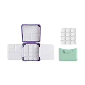 Magideal - Paleta De Pintura De Paleta De Acuarela Mini Portátil Con Tapa De Viajes Gouache Mezclar Bandeja Para Acrílico Y Pinturas Al Óleo Graffiti De Arte De Violeta