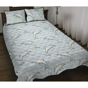 Milsleep - Juego De Cama Edredón Con Fondo De Rayas Azul Delfín