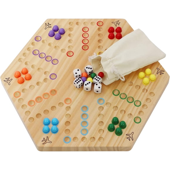 Juego de Mesa Wahoo HOROW Madera 6 Jugadores 24 Canicas
