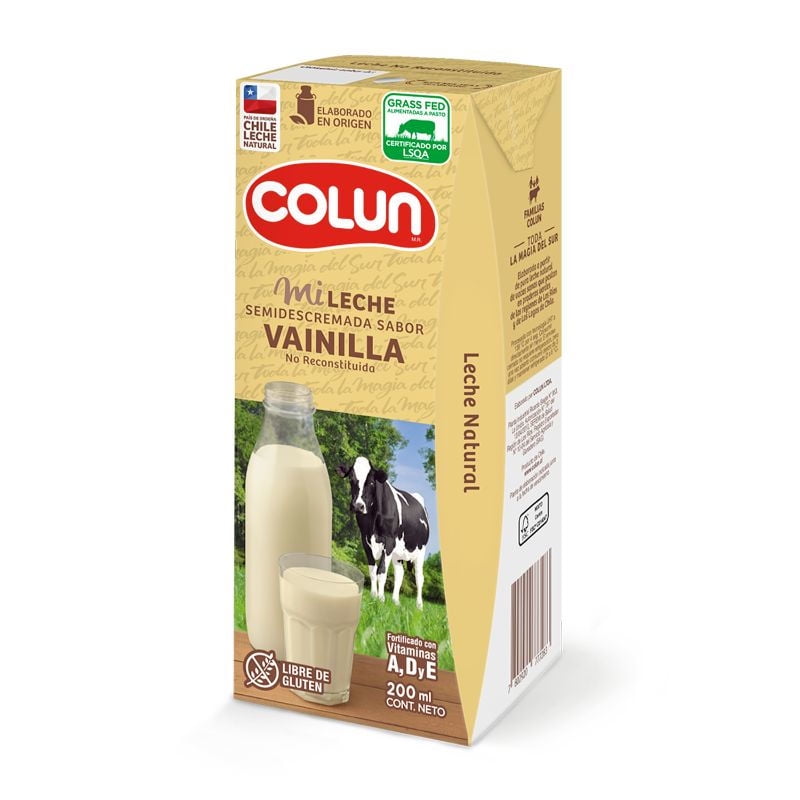 Leche Semidescremada Vainilla Caja 200 ml Colun