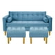 thumbnail image 1 of Sofa Retro 3c + 2 Pouf Felpa 01 Azul Petroleo, 1 of 6