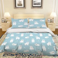 Milsleep - 3D Dibujos Animados De Animales Oso Patrón Funda De Edredón Set De Ropa De Cama Set Funda Nórdica