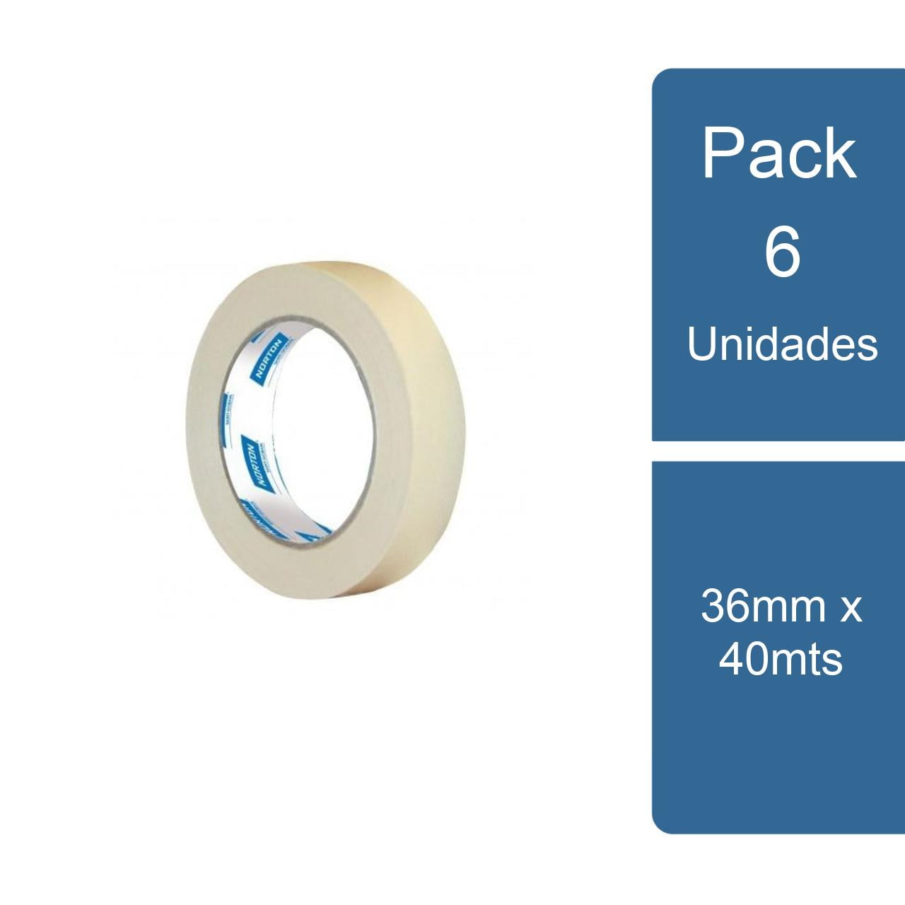 Norton - Pack 6 Cinta De Enmascarar Uso General 36mm X 40mts