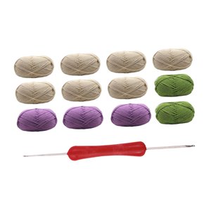 Magideal - Kit De Ganchillo Para Manualidades De Tejido Manta Decorativa Juego De Inicio Con Accesorios De Hilo Diseño Creativo Adecuado Para Regalos Y Decoració Caqui Blanco Morado