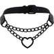 thumbnail image 1 of Collar gargantilla de cuero sintético negro para hombre, estilo gótico punk, con forma de corazón, cadena de eslabones cubanos, ajustable, tono negro., 1 of 7