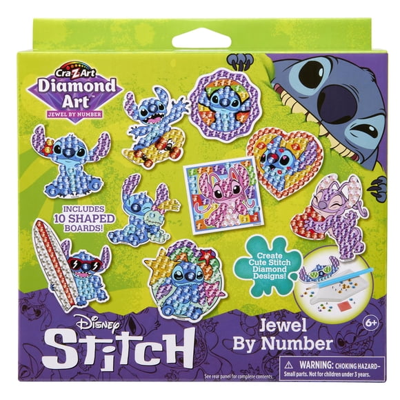 Kit de 10 tableros Gem By Number Disney Stitch de Cra-Z-Art