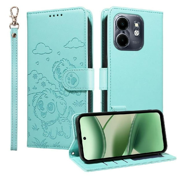 Funda Billetera FOXDOCK Compatible con Infinix Smart 9 4G, Diseño Perrito Tierno, Ranuras para Tarjetas y Soporte Plegable