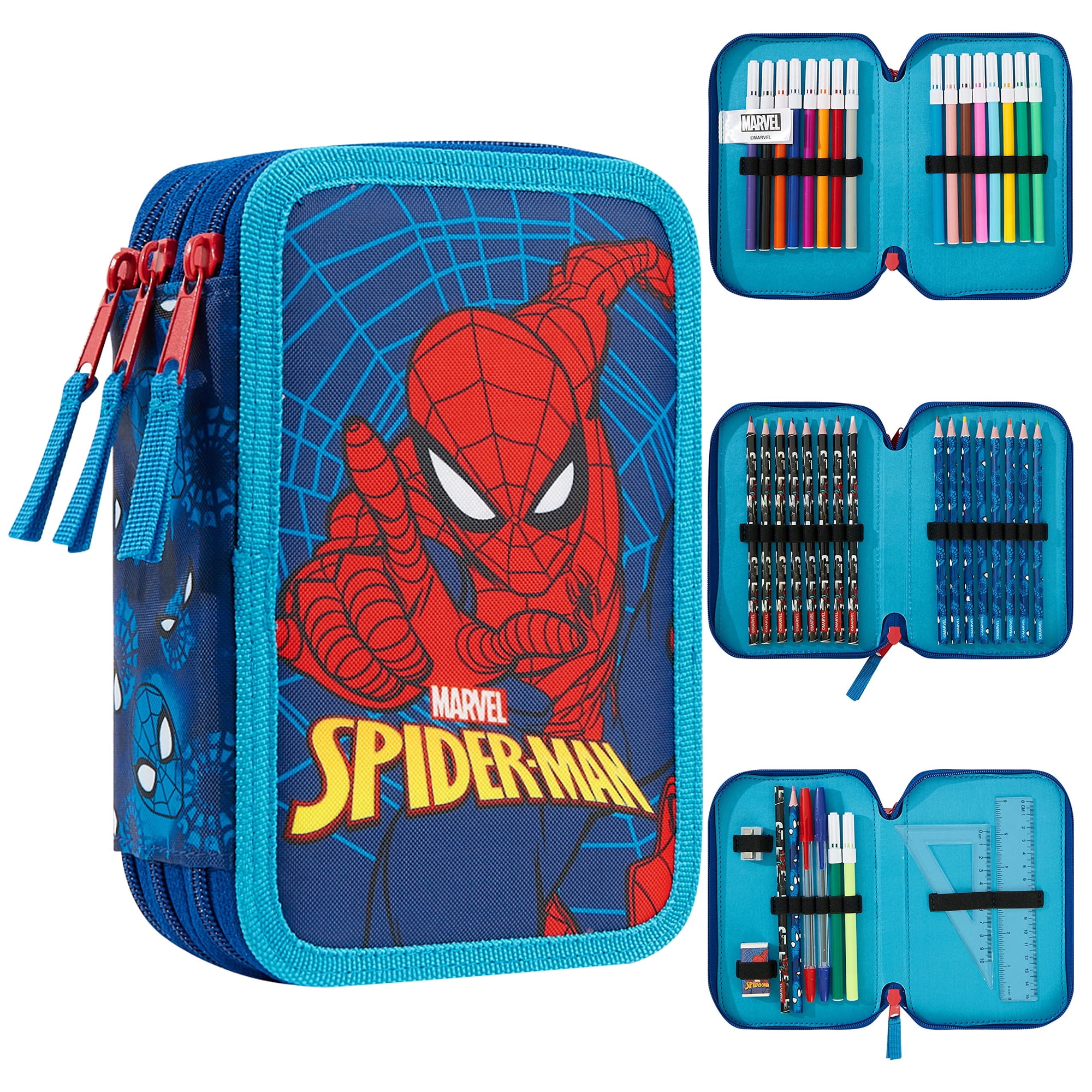 Estuche Para Lápices, Set De Útiles Escolares Con Relleno De Spiderman De Marvel