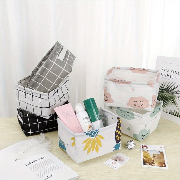 1pc Random Pattern Home Organizer, Everyday Home Storage, Fabric Storage Basket, Desktop Small Object Organizer