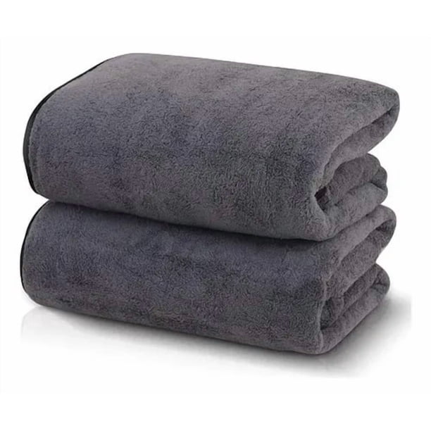 Set De 2 Toallas Grande De Baño Toallon 100 X 140 Cm Microfibra Negro